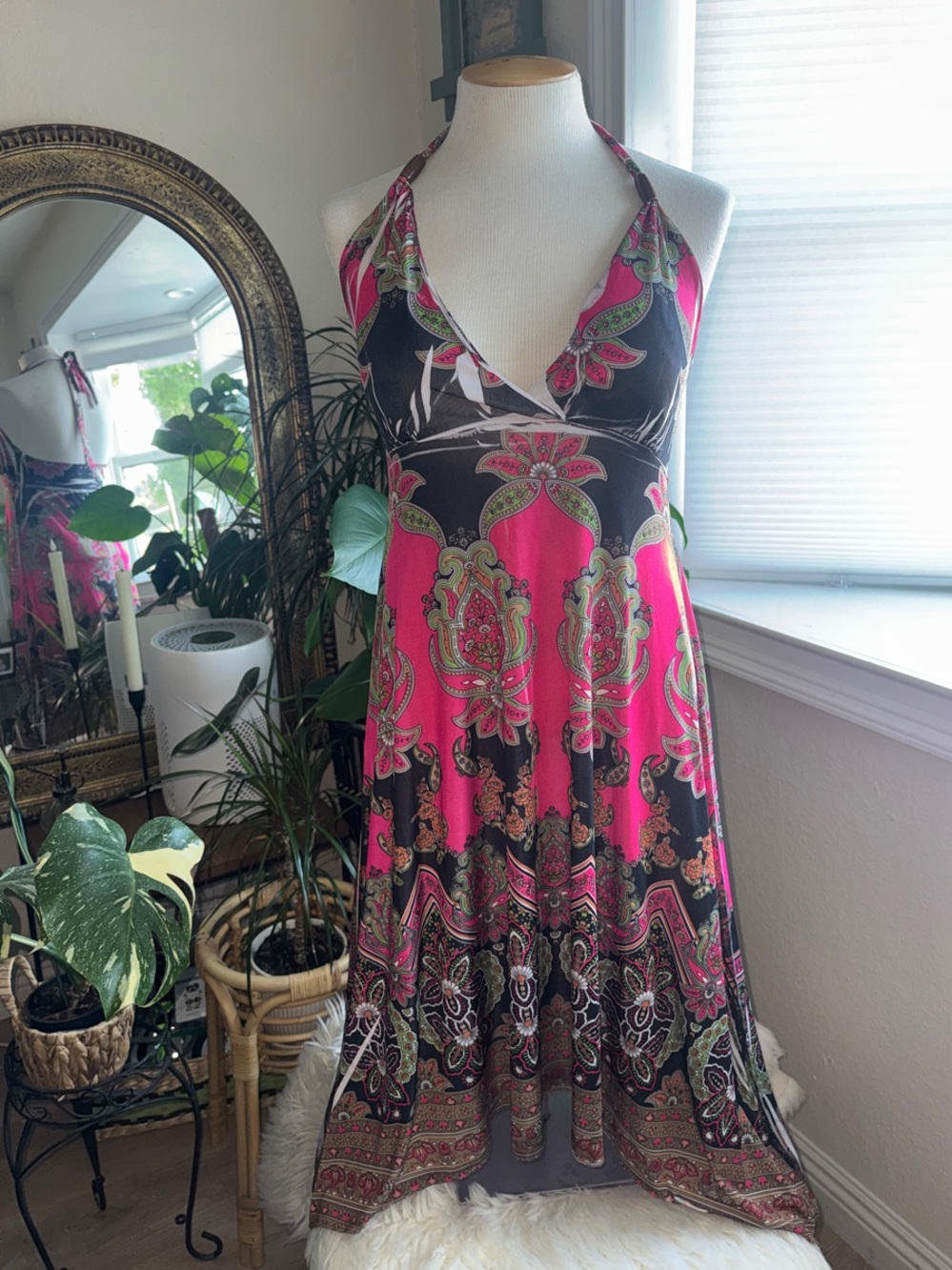 Chesley Y2K Paisley Halter Midi Dress